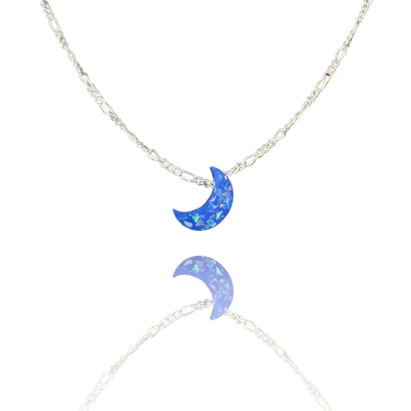 collier croissant de lune bleu