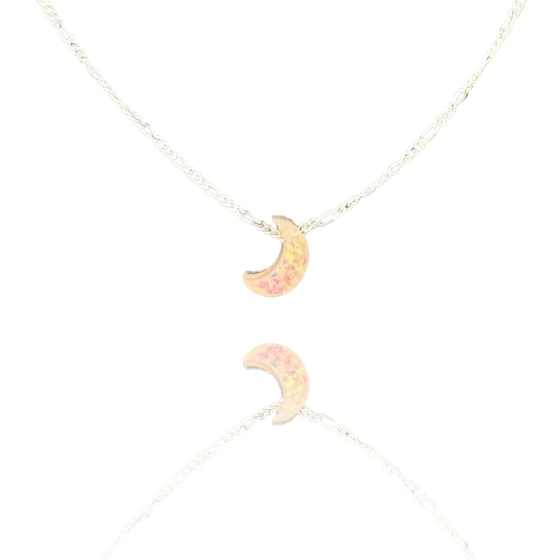 collier croissant de lune rose